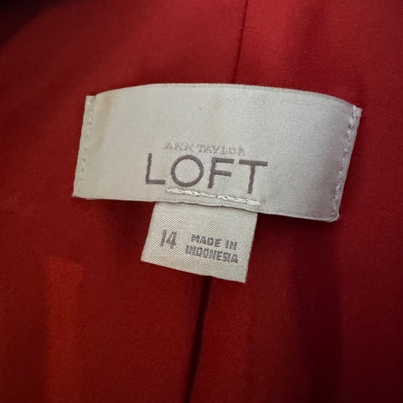 ❤️ Ann Taylor LOFT Red Open-Front Blazer – Size 14, EUC - Picture 3 of 4